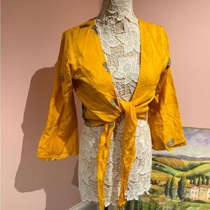 Pema silk tied sari wrap top